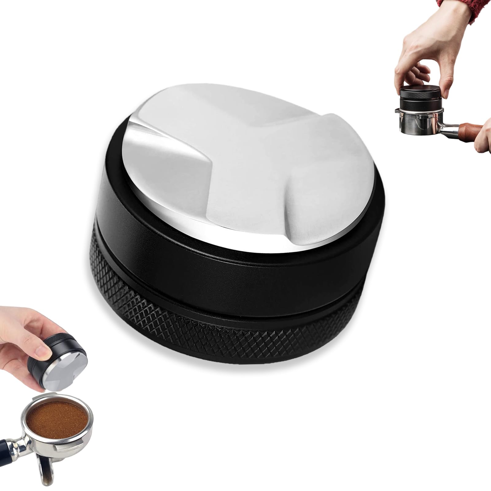 Coffee Distributor, 51 MM Espresso Distributor, Coffee Leveler Distribution, 304 Stainless Steel Leveler, Ground Coffee Leveler, Stainless Steel Base, for Coffee Shops, Offices, Black