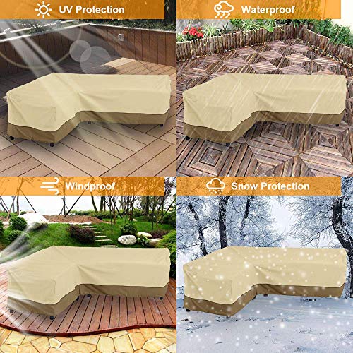 Outdoor Sectional L Shaped Sofa Cover, 104 Inch Patio Furniture Covers