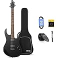 Donner Solid Body Electric Guitar, Matte Finish 39 Inch Metal Electric Guitar Beginner Kits with Bag, Strings, Strap, Cable, Strings Dampener for Rock Music Lover, DMT-100 (Matte Black)