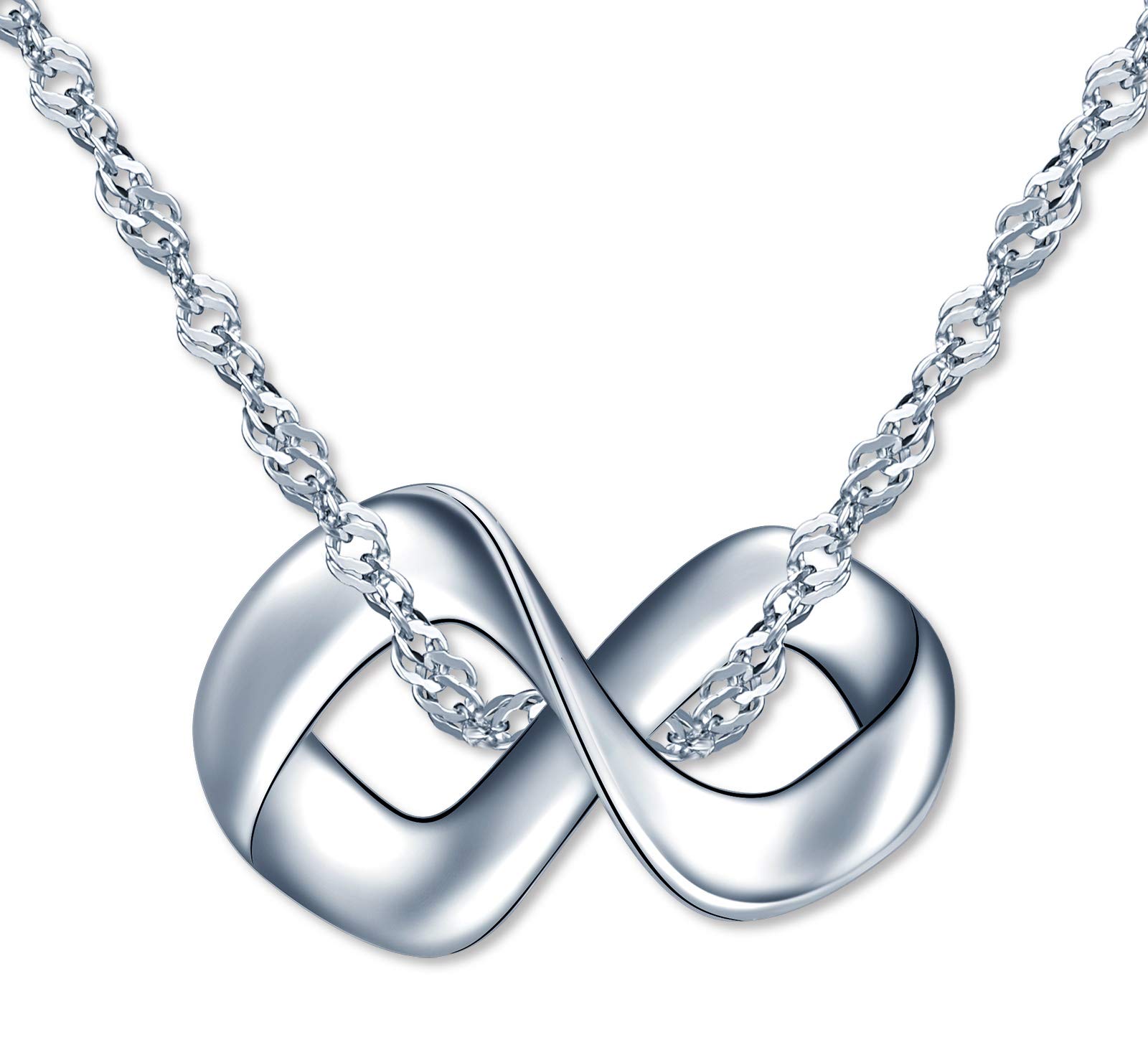 MicLee Women's girl's Pearl Necklace pendant, 925 Sterling Silver necklace, Asymmetric infinity symbol necklace, mini necklace pendant, silver