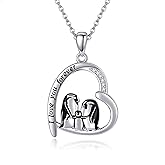 AXOMY 925 Sterling Silver Teddy bear/Otter/Ladybug/Duck/Hippo/Paw print/Dove/Hedgehog/Elephant/Horse/Fox/Cat/Owl/Sloth/Hummingbird/Penguin Necklace Animal Jewelry Gift for Women