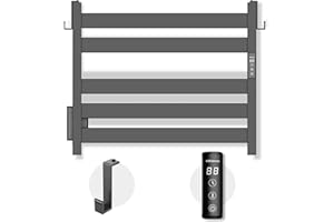 K&KALONZO Towel Warmer for Bathroom, Wall-Mounted 5-Bar Heated Towel Rack with Built-in Timer, Waterproof Electric Towel Heater, Support Plug-in and Hardwired, Matte Black, EL18S