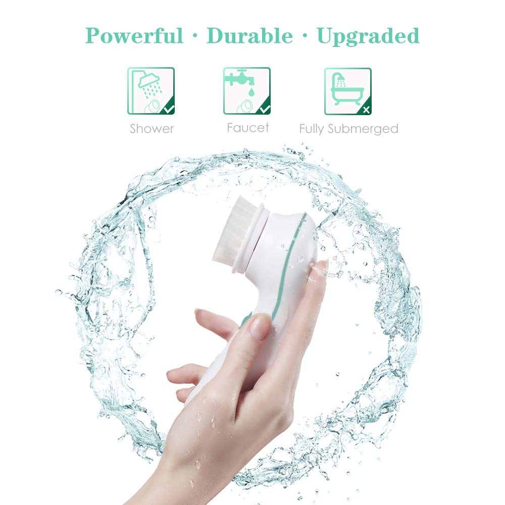 TOUCHBeauty Facial Brush Skin Deep Cleansing & Exfoliating Device with 3 Spin Brushes Original & Official Manufacture Direct | Travel Case, Waterproof, Battery Powered Mint Green: Beauty