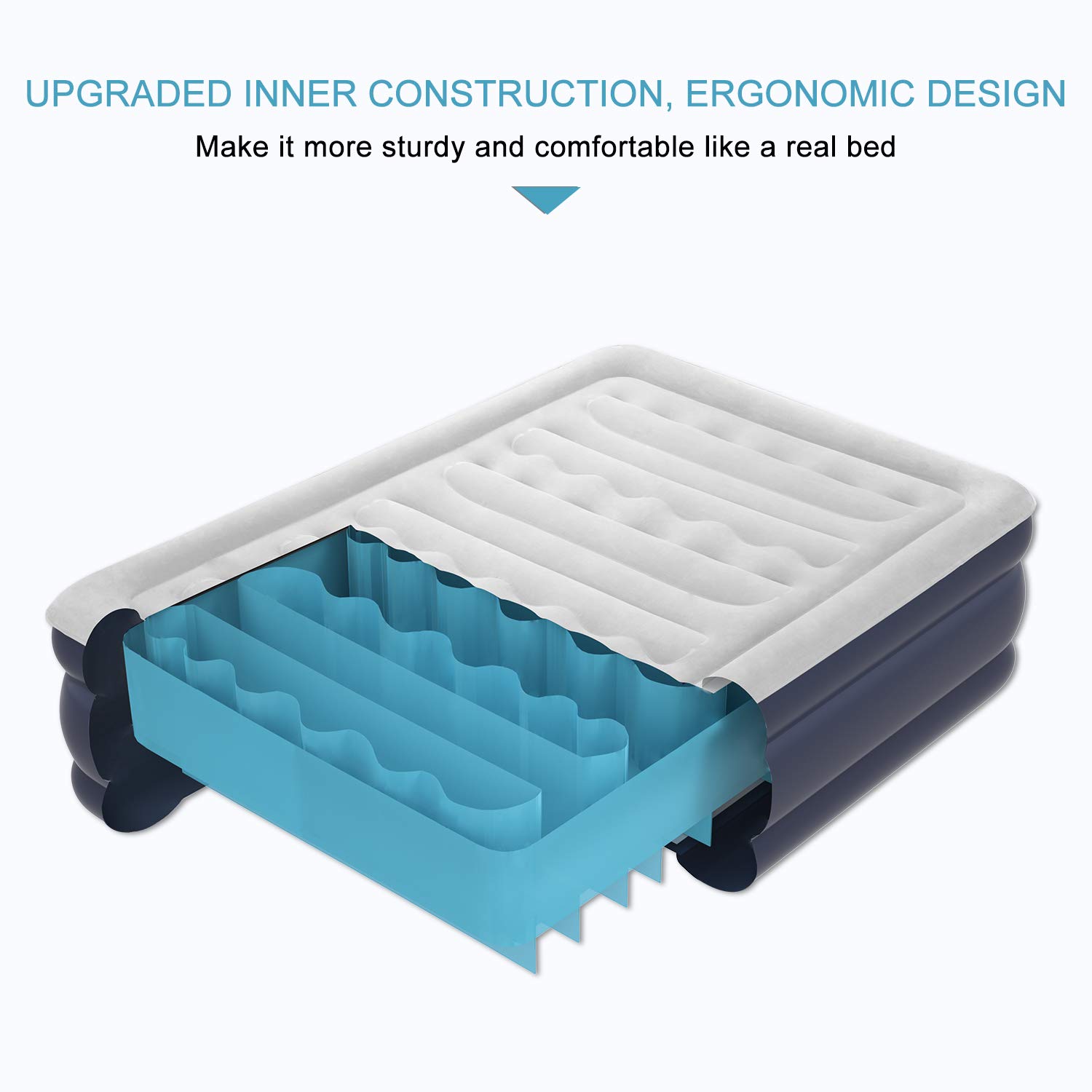 VICOODA Queen Air Mattress, Air Bed for Camping and Home Use, No Leak