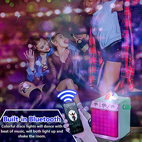 HIKEP Bluetooth Karaoke Machine with Disco Ball Wireless Microphone