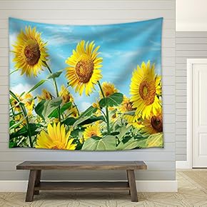 Sunflower Field - Fabric Wall Tapestry Home Decor - 51x60 inches