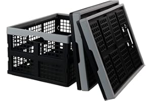 Jekiyo 34-Liter Folding Crates Storage, Collapsible Container Plastic, Set of 3