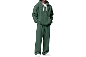 Mens Track Suits 2 Piece Set Waffle Knit Quarter Zip Hoodie and Sweatpants Jogging Suit Drawstring Casual Sweat Suits S-4XL