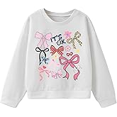 RoseSeek Girl's Bowknot Graphic Crewneck Sweatshirts Long Sleeve Pullovers Casual Fall Clothes