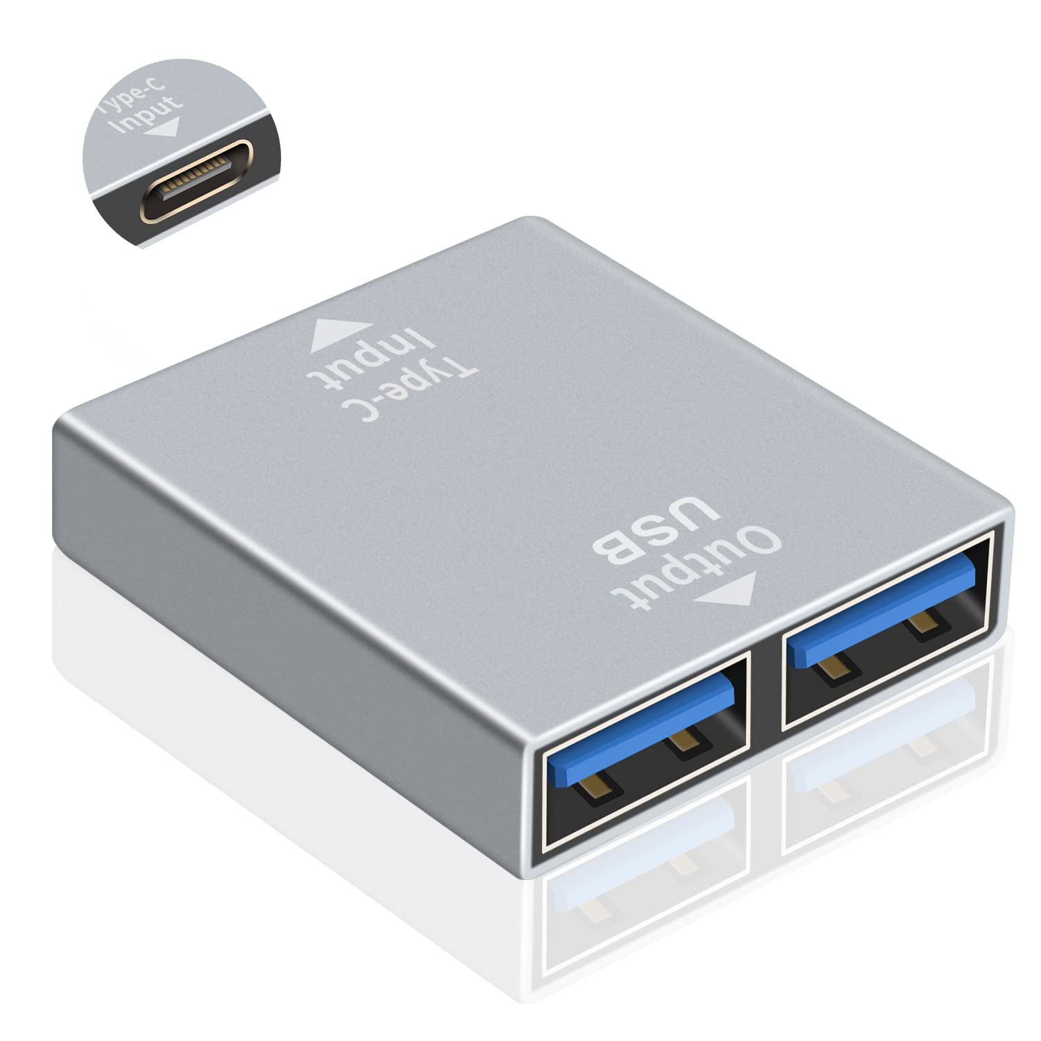 Duttek USB C to USB Adaptor, USB C Female to Dual USB 3.0 Female Adapter Connector,USB C Splitter support Super Speed Data Sync for Laptop PC Charger