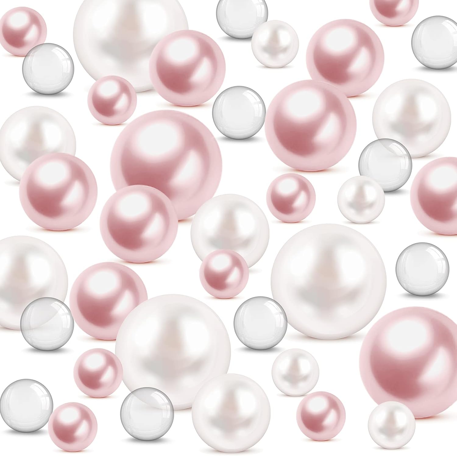 Vase Fillers - 200 Pieces Pearl for Vase Filler and 5000 Transparent Water Gels No Hole Decorative Beads for Wedding Centerpiece Home Table Decor (Pink, Beige)