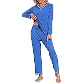 MoFiz Women's Pajamas Sets Long Sleeve Sleepwear 2 Piece Pjs Lightweight Lounge Set with Pockets