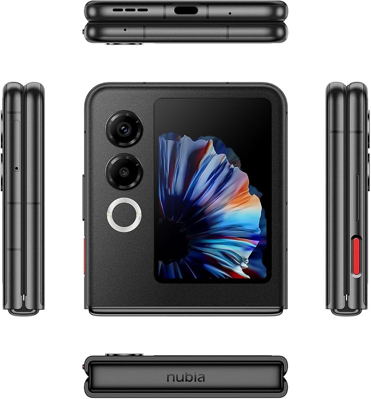 ZTE Nubia Flip 2 5G, Smartphone Plegable con IA, 8GB+256 GB, Pantalla FHD+ AMOLED 6,9" 120Hz, Cámara 50MP, Batería 4325mAh, Carga Rápida 33W, Android 14, Incluye Funda, Negro
