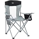 Byliable Folding Camping Chairs, Portable Lightweight Lawn Camp Chair, Gray | for Adults, with Drink Holder and Cooler Pouch, High-Back Design, No Assembly Required, Outdoor for Camping, Picnic, Sports