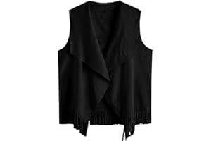 Verdusa Girl's Faux Suede Tassel Vest 70s Hippie Cardigan Cowgirl Fringe Jacket