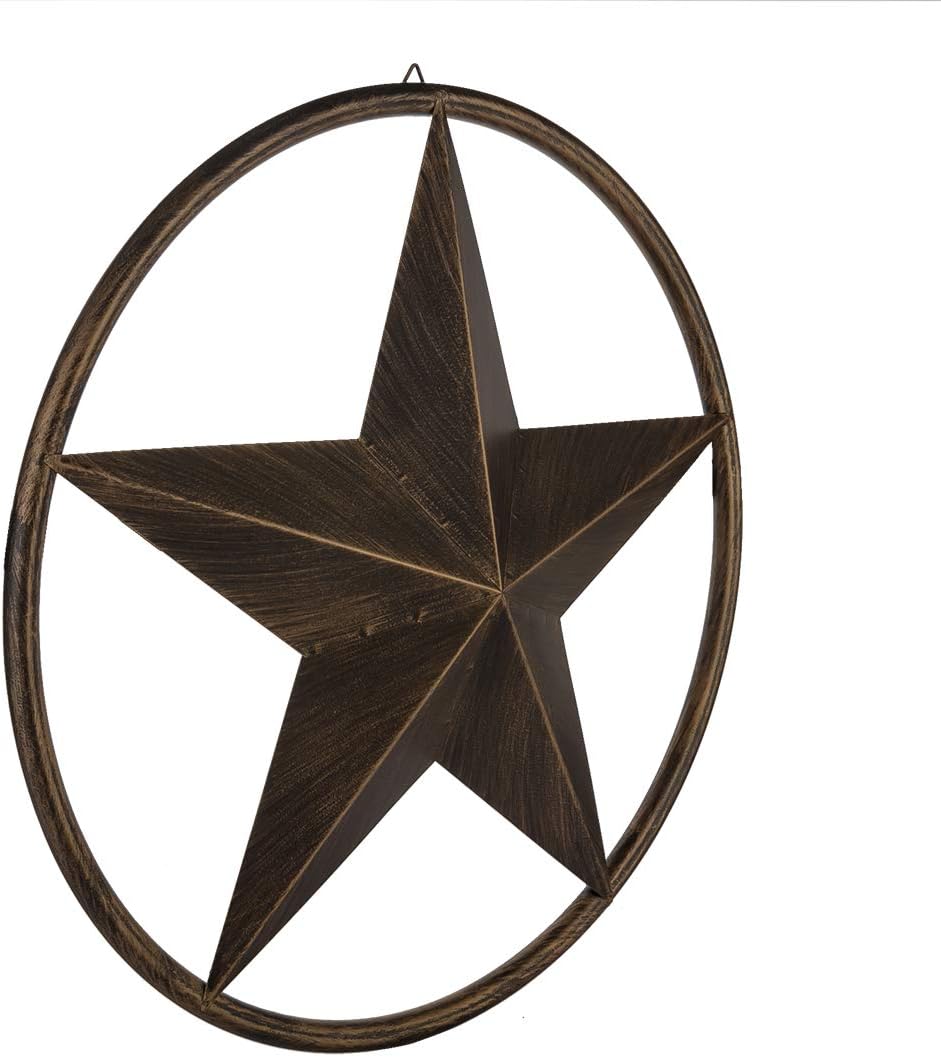 EBEI 39 Large Metal Barn Star Outdoor Vintage Metal Texas Lone Star Dark Brown Western Home Decor
