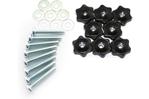 Pro Bamboo Kitchen 8 sets T-Track Knobs Kit Galvanized Iron Screw 1/4-20 * 1-1/2" and 1/4" Black Hex Hand Nut Plus 1/4" Galvanized Iron Flat Washer