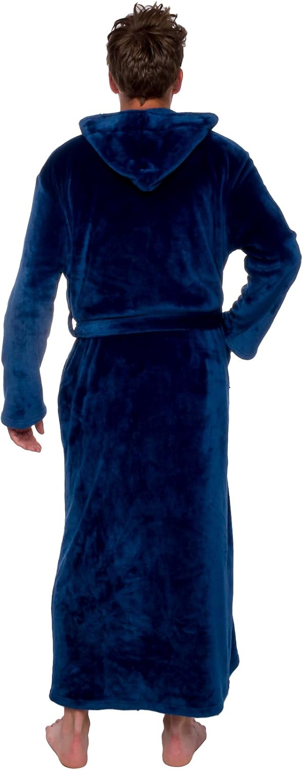 Ross Michaels Men's Hooded Robe - Plush Shawl Kimono Bathrobe: Clothing