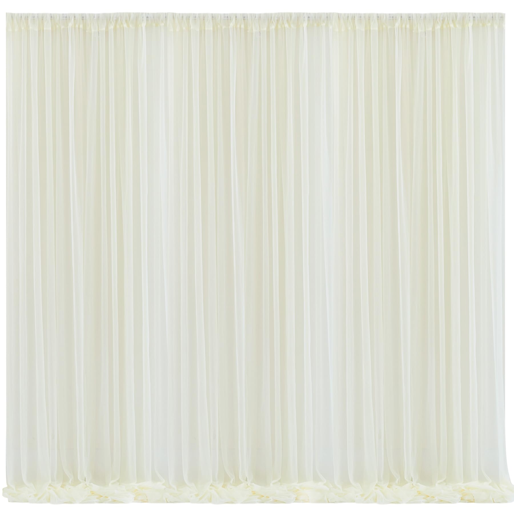 Photo 1 of 10x10 Ivory Tulle Backdrop Curtains for Parties, Sheer Backdrop Curtain Wedding Photo Background Drapes for Baby Shower Photography Birthday Party