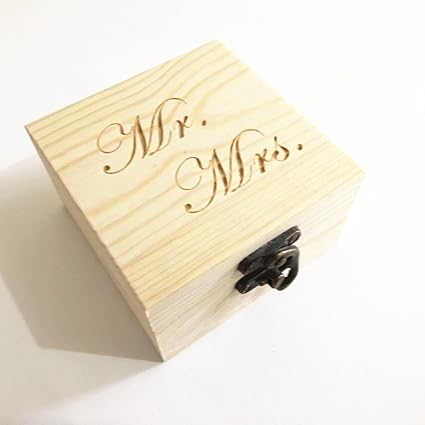 Rústico de madera anillo caja, SR. Sra. Anillo titular caja ...