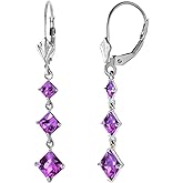 14k White Gold Chandelier Earrings with Amethysts