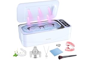 ASLAWU Ultrasonic Jewelry Cleaner,47Khz 17oz Professional Jewelry Cleaner Ultrasonic Machine for Retainer,Eyeglasses,Necklaces,Rings,Watches,Dentures,304 Stainless Steel Tank with Ultrasonic Cleaner