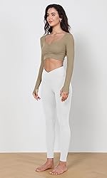 ODODOS Women's Cross Waist Yoga Leggings with Inner