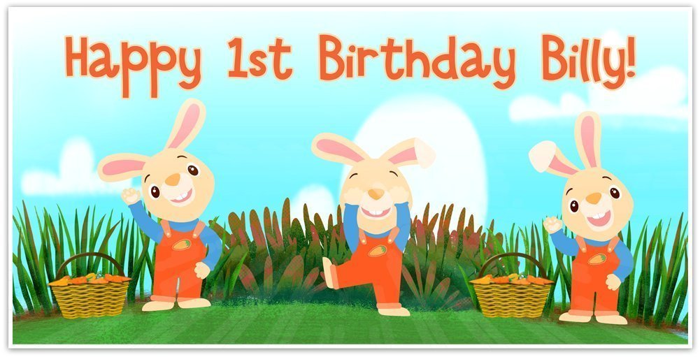 Amazon Com Baby First Tv Harry The Bunny Birthday Banner Personalized Party Backdrop Decoration Handmade