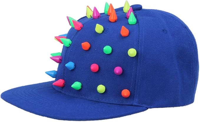 Amazon ビグッド Bigood パンク キャップ メンズ 帽子 カラフル スタッズ キャップ ヒップホップ ダンス ベースボール キャップ レディース 帽子 スポーツ サファイア色 アウトドア 帽子 ヘッドウェア 通販