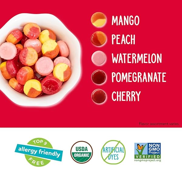 YUMEARTH ORGANIC FRUIT DROPS – VARIETY FLAVORED NATURAL HARD CANDY, FRUIT CANDY FOR KIDS – ALLERGY FRIENDLY, NON GMO, GLUTEN FREE, VEGAN (BULK PACK)