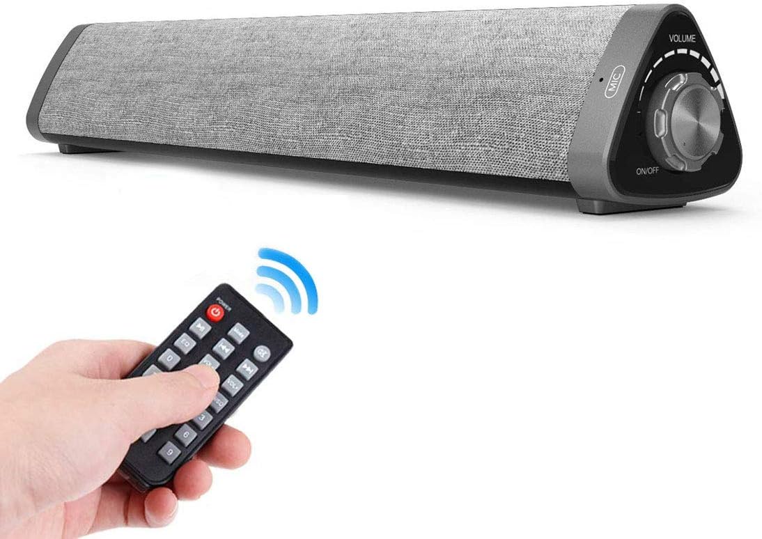 Sound Bar, Wired and Wireless Bluetooth 5.0 Audio Speaker Surround Sound Home Theater Built-in Subwoofers for TV/PC/Phones/Tablets with Remote Control (Support Device with AUX/RCA/USB Function)
