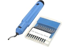 Adiyer Deburring Tool Kit Deburring Cutters Set, Plastic Handle + 11pcs BS1010 Deburring Blades, Burr Remover Hand Tool for Metal, Aluminum, Copper and Plastic