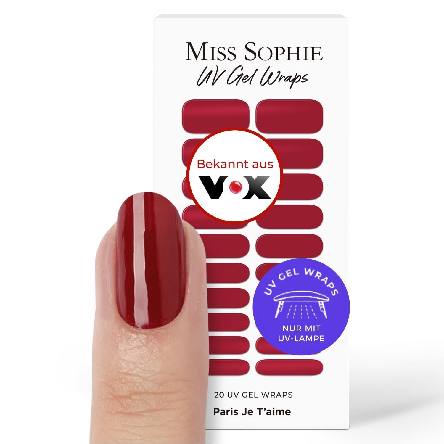 Original Miss Sophie UV Gel Nail Foils Paris Je T'aime UV I 20 UV Gel Nail Polish Strips Plain I For Fingers & Toenails