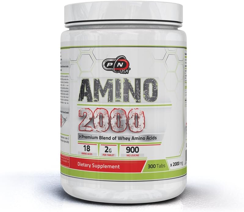 Pure Nutrition Whey Amino Acid 2000 mg Tablets Blend|25 50 100 Servings|Essential Leucine Isoleucine Valine BCAAs|18 Different Amino Complex|Recovery Workout Branched Chain Amino Acids Supplement