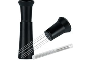 LAOION WDT Tool Espresso Distribution Tool with 10 x 0.25mm Stainless Steel Needles, Espresso Machine Accessories with 10 Extra 0.4mm Needles, Aluminum Alloy Handle Stand with Hide Brush for Barista