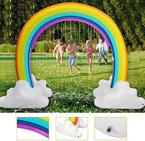 Inflatable Rainbow Yard Summer Sprinkler Toy, Over 6 Feet Long, Perfect for Summer Toy List (Red)