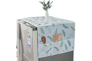 YRZPER Refrigerator & Washing Machine Dust-Proof & Waterproof PEVA Material Covers with Storage Pockets - Double Door & Multi-Purpose Top Covers (Flowers 2)
