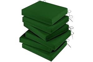 LOVTEX Outdoor Chair Cushions Set of 6, Outdoor Patio Chair Cushions with Ties,Waterproof Chair Cushions for Outdoor Furniture, 18.5 x 16 x 3 inch, Forest Green