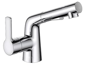 Ymkb 304 Stainless Steel Single Handle Hot & Cold Pull Down Sprayer lavatory faucet,Pull Out Vanity Faucets basin sink washbasin bathroom above counter basin bathtub shower Faucet Brushed Nickel