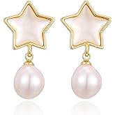 GREICHFAN Pearl Dangle Earrings for Women Trendy Dainty Teardrop Earrings Lightweight Wedding Earrings Jewelry