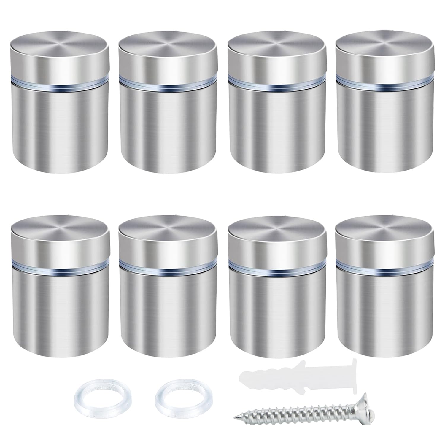 Photo 1 of MTRSOCHO Standoff Screws for Acrylic 1x1 Inches Stainless Steel Sign Standoffs Wall Mounts Hardware for Sign Holder, 8 Pack