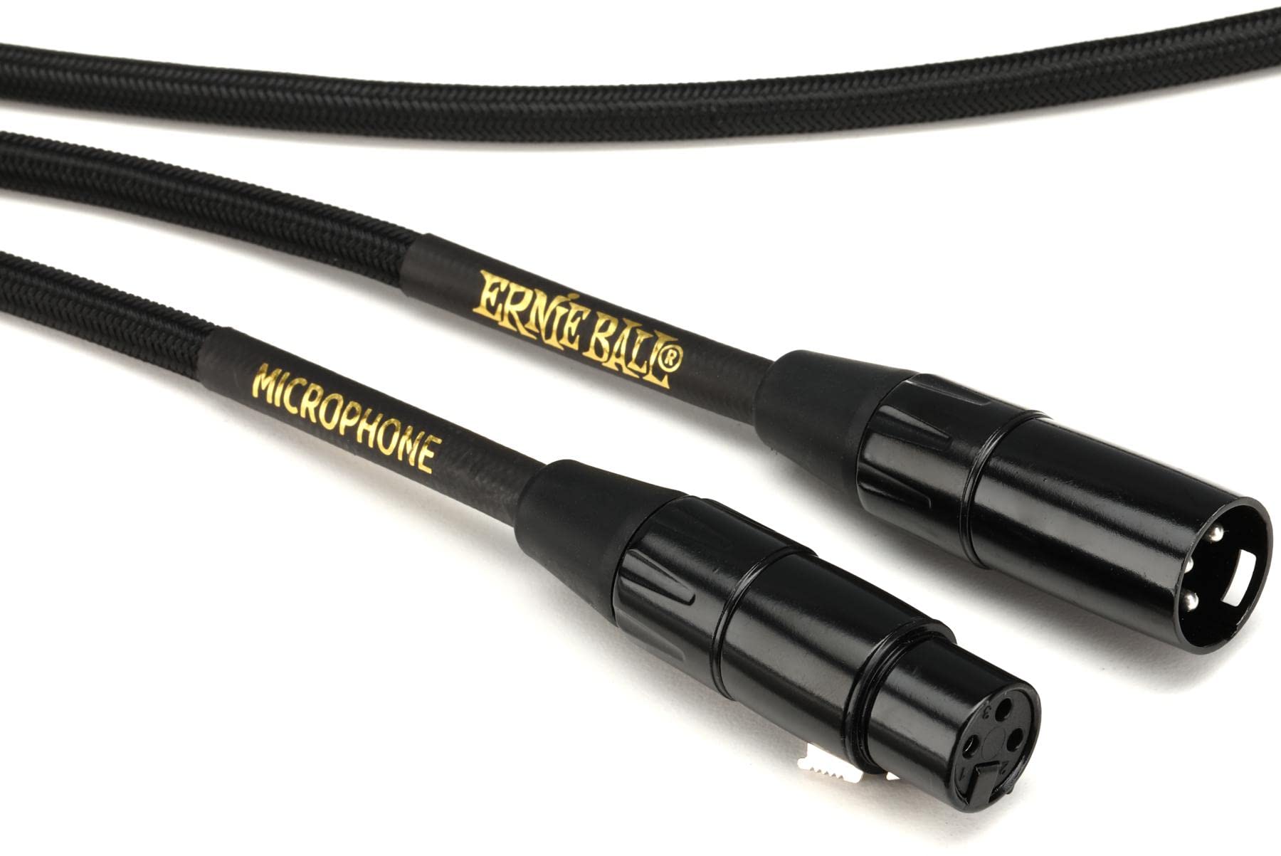 Ernie Ball 20' Braided Male Female XLR Microphone Cable Black
