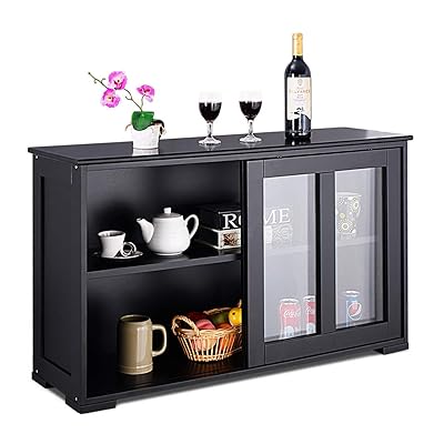 Costzon Kitchen Storage Sideboard Buffet Cabinet with Sliding Door