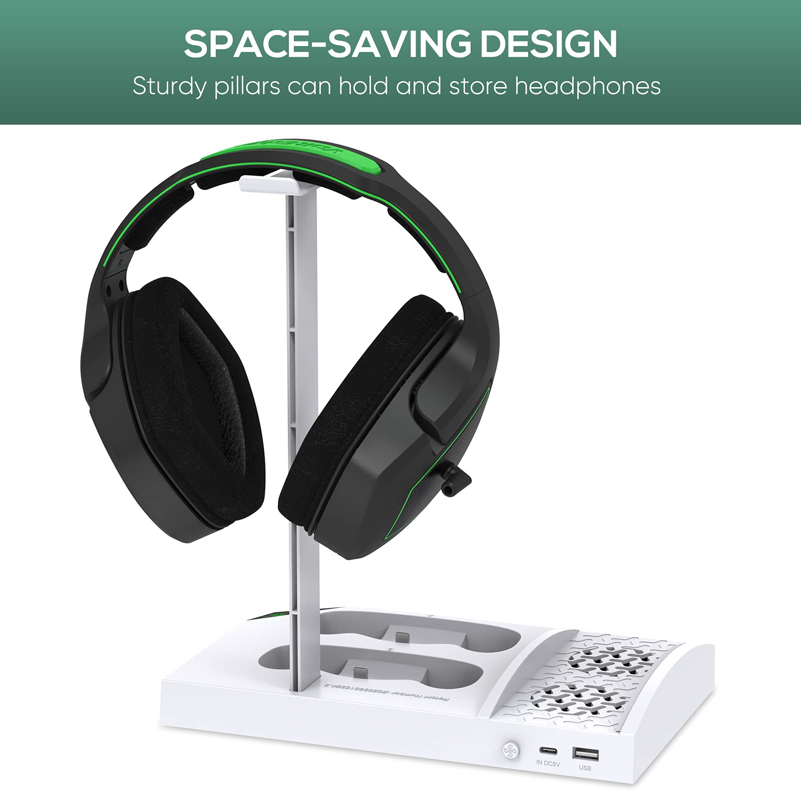 FASTSNAIL Cooling Fan Station for Xbox Series S - 1400mAh Rechargeable Battery Pack & Dual Controller Charging Dock, High Speed Cooler Stand with Headset Holder Compatible with Xbox Series S Console