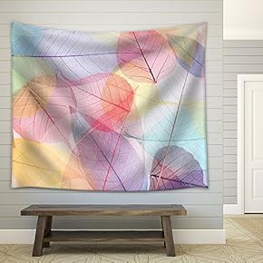 Skeleton Leafs Background, Close Up - Fabric Wall Tapestry Home Decor - 51x60 inches