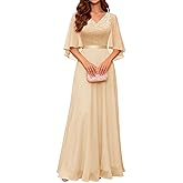 DRESSTELLS Formal Wedding Guest Dresses, 2026 Spring Bridesmaid Party Cocktail Evening Long Prom Lace Dress