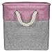 Sorbus Cube Storage Bins Basket Set [3-Pack] Large Square Cube Fabric Collapsible Organizer Bin with Cotton Rope Carry Handles for Linens, Toys, Clothes (Pink)