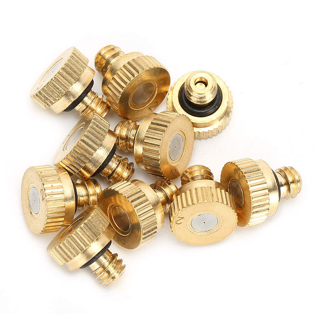 Crisis 10Pcs 0.2mm Low Pressure Atomizing Sprayer Nozzle, Brass, Needle Valve, Outdoor Cooling Misting Nozzle, Greenhouse