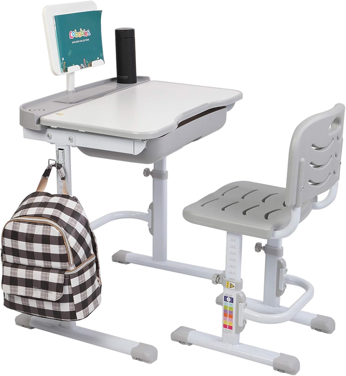 ECOTISH Kids Study Desk and Chair Set Height Adjustable Children's Desk