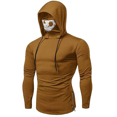 Herren Sweatjacke Langarm Weihnachten Mask Skull Pure Color Pullover Kapuzenpulli Tops Bluse